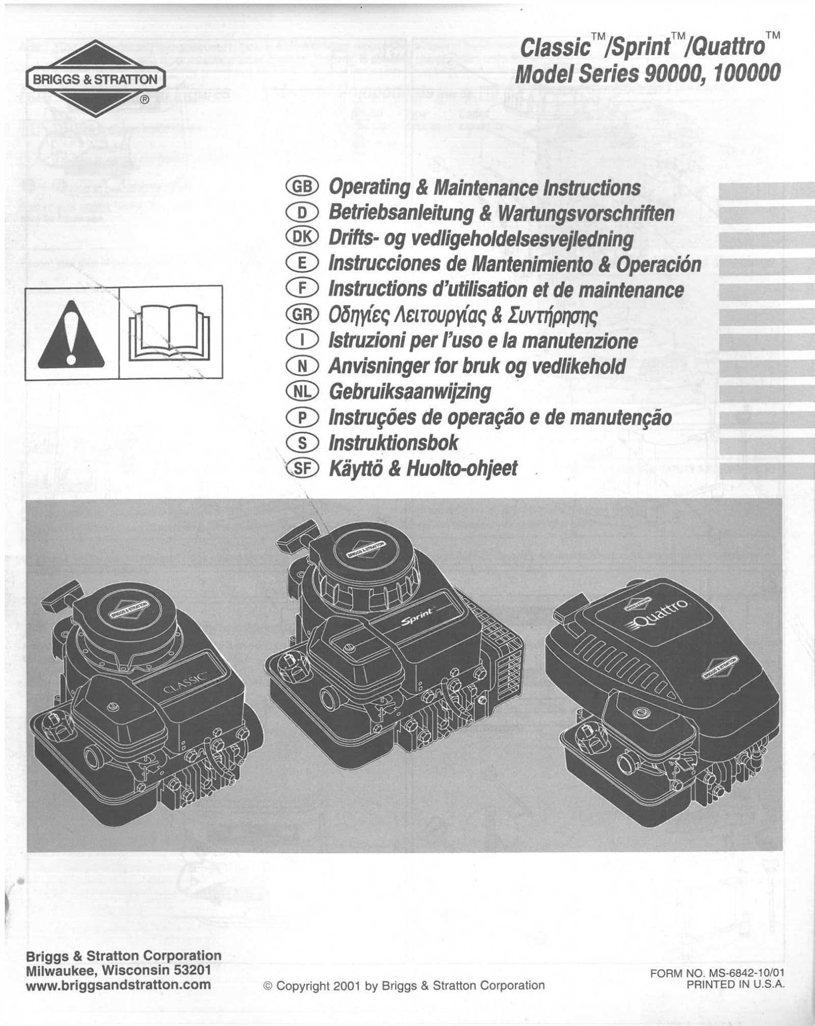 briggs stratton popular k&auml;ytt&ouml;ohje