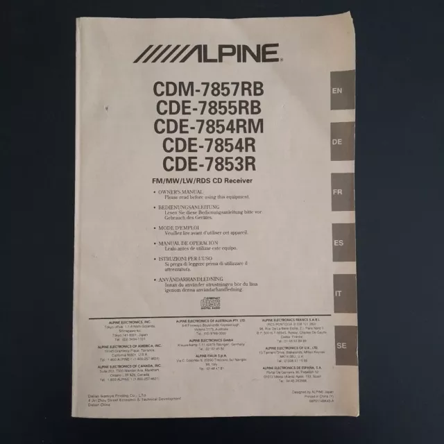 cde 7854r alpine käyttöohje cde 7854r alpine käyttöohje