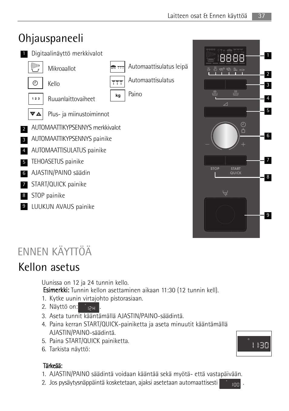 electrolux eon3430 uunin k&auml;ytt&ouml;ohje