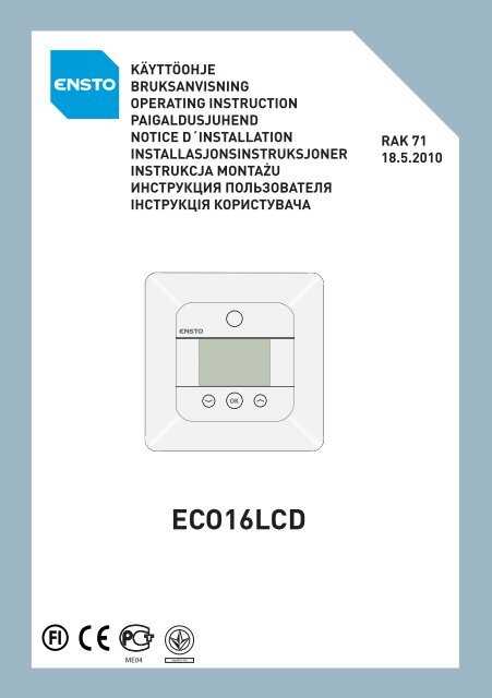 ensto lattial&auml;mmitys termostaatin k&auml;ytt&ouml;ohje