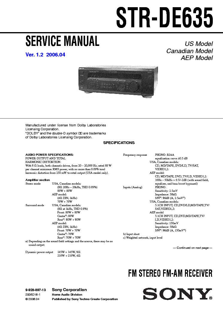 sony str de635 k&auml;ytt&ouml;ohje
