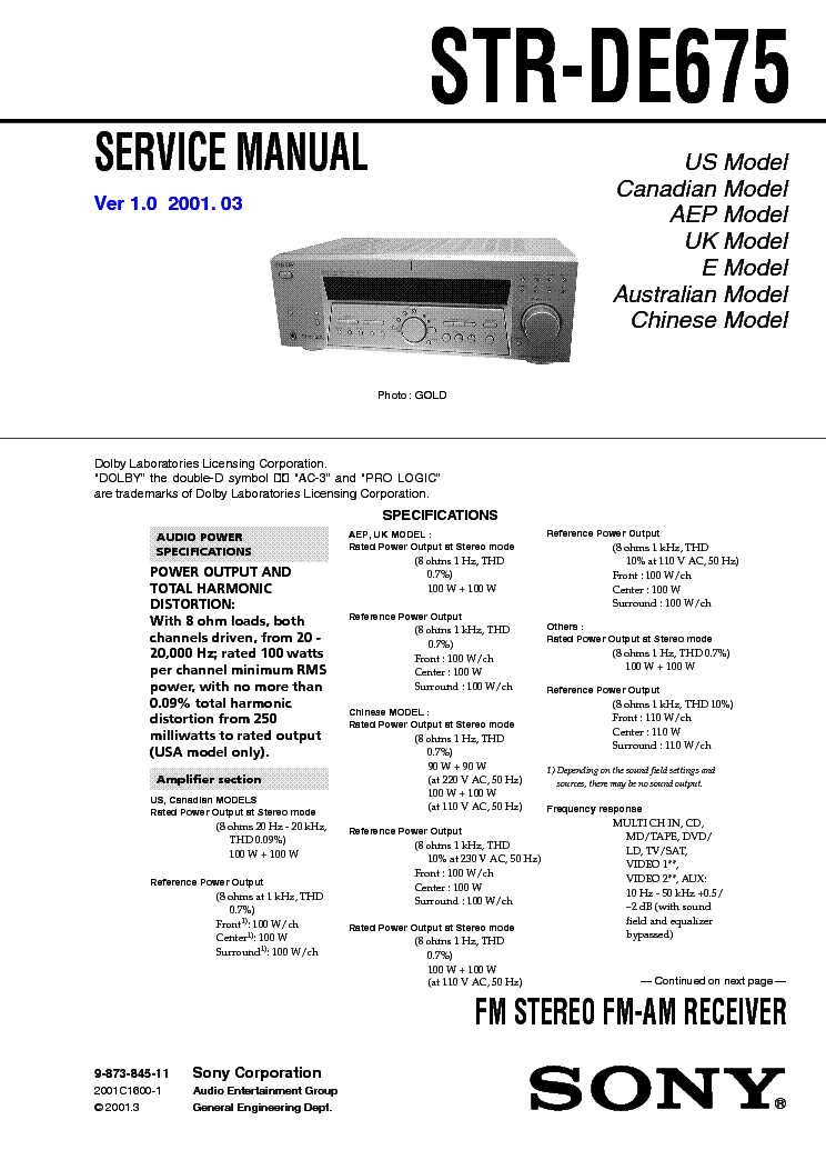sony str de675 k&auml;ytt&ouml;ohje