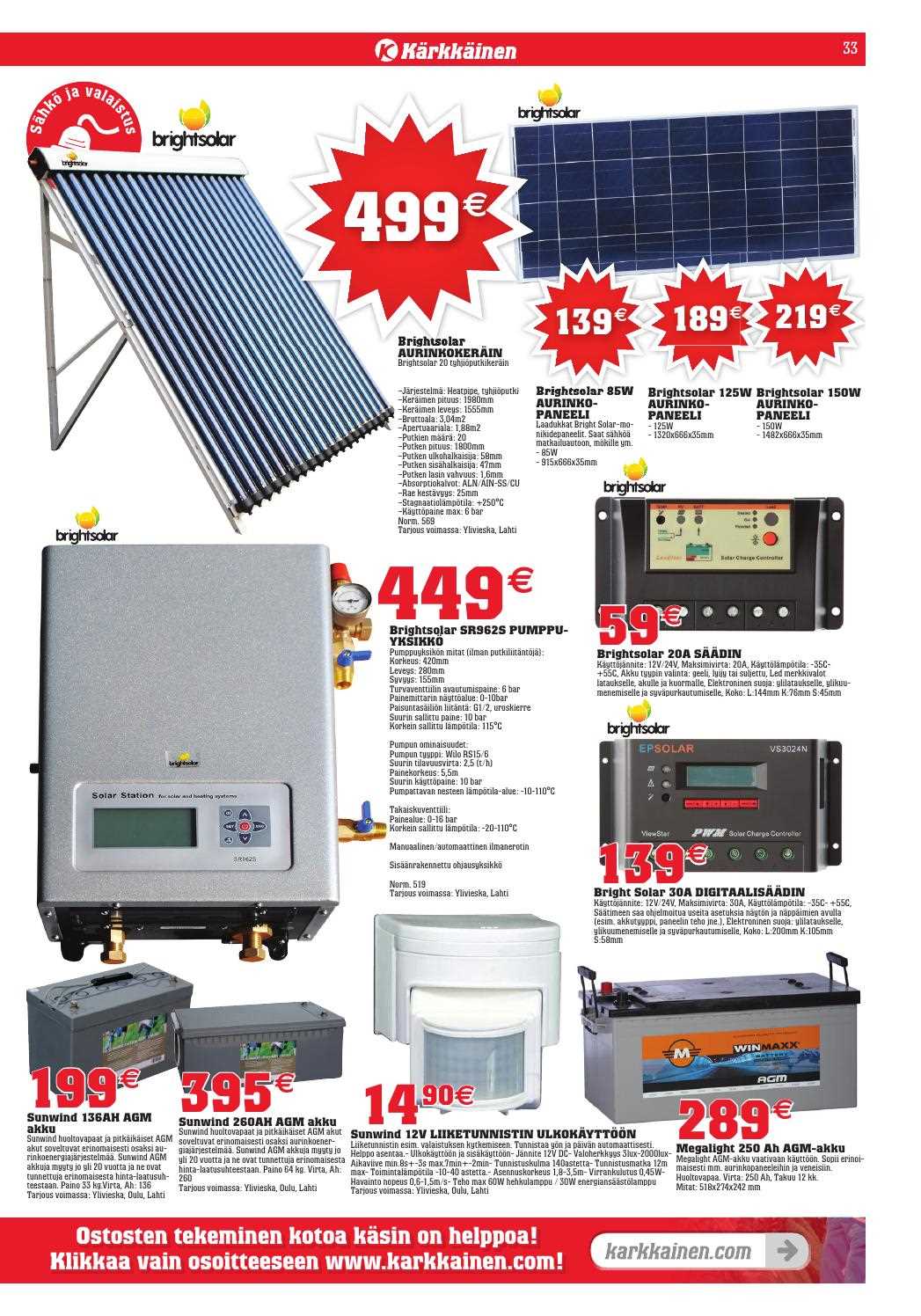 brightsolar 20 a s&auml;&auml;din k&auml;ytt&ouml;ohje