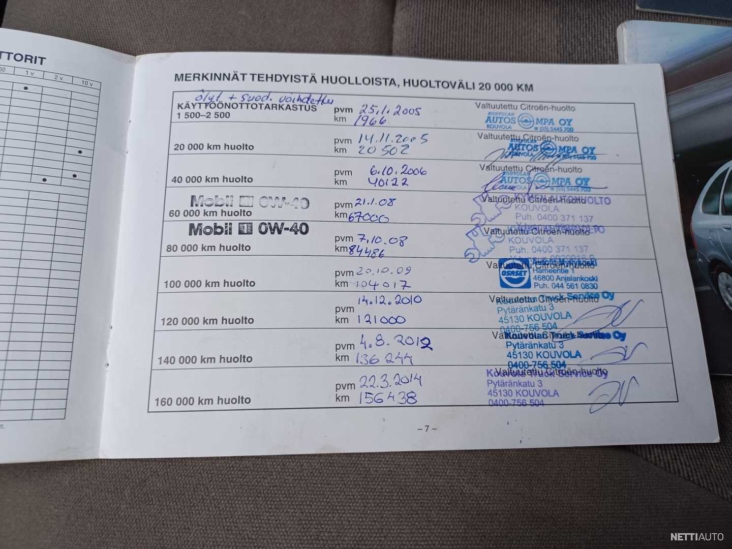 citroen xsara picasso 1.8 2004 tekniset tiedot k&auml;ytt&ouml;ohje