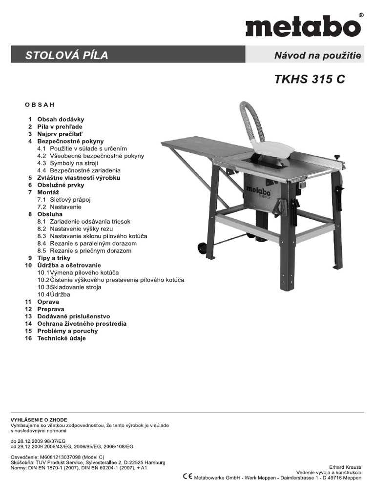 metabo 315 tkhs k&auml;ytt&ouml;ohje