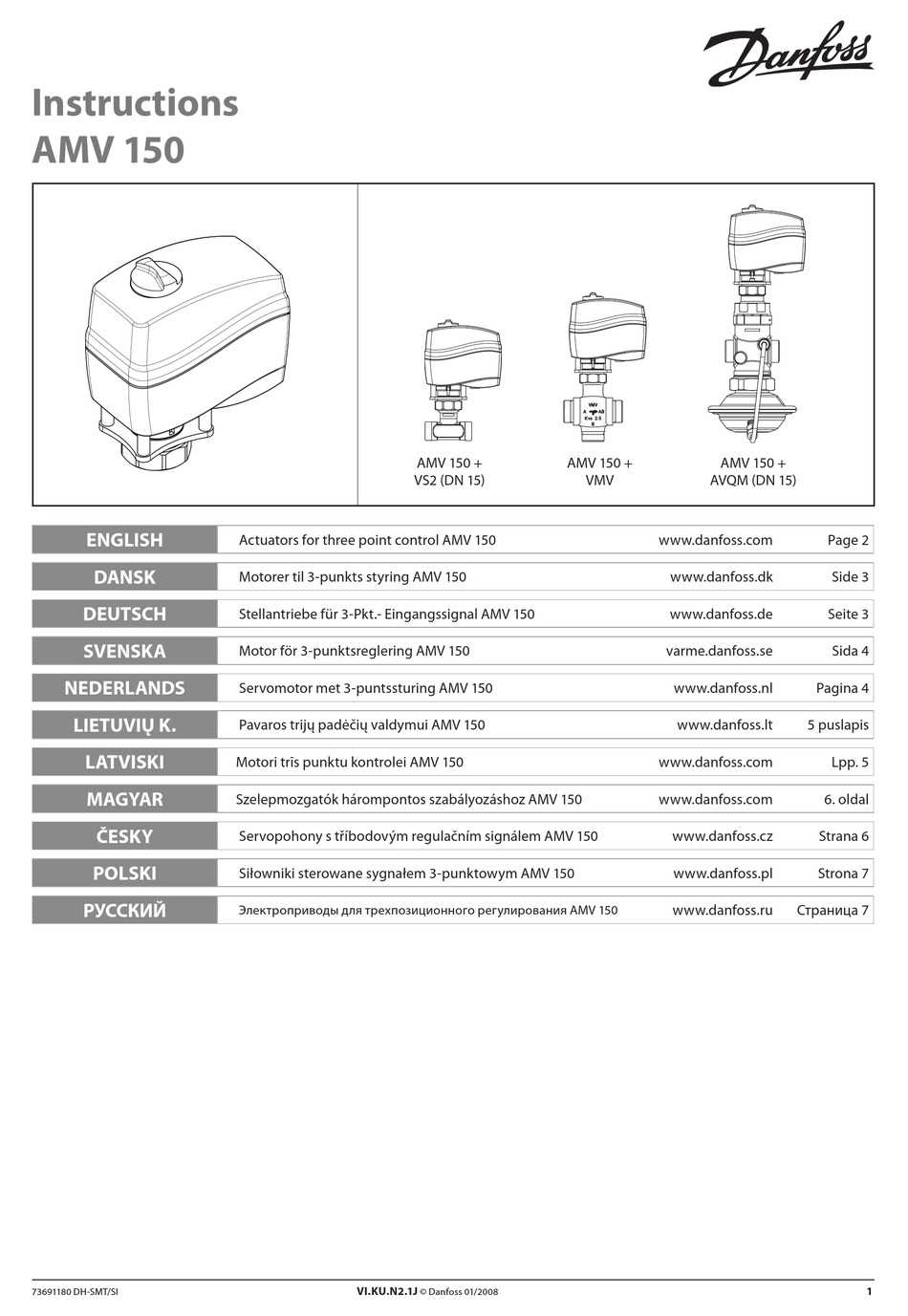 danfoss amv 20 k&auml;ytt&ouml;ohje