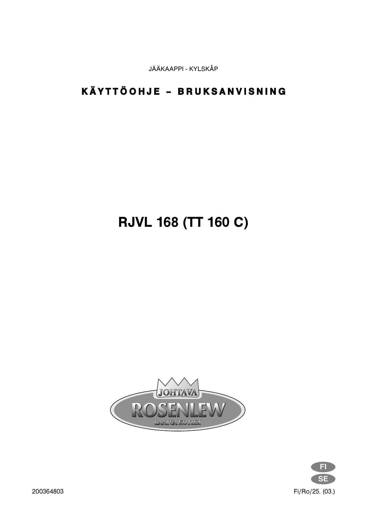 rosenlew tt160 c k&auml;ytt&ouml;ohje