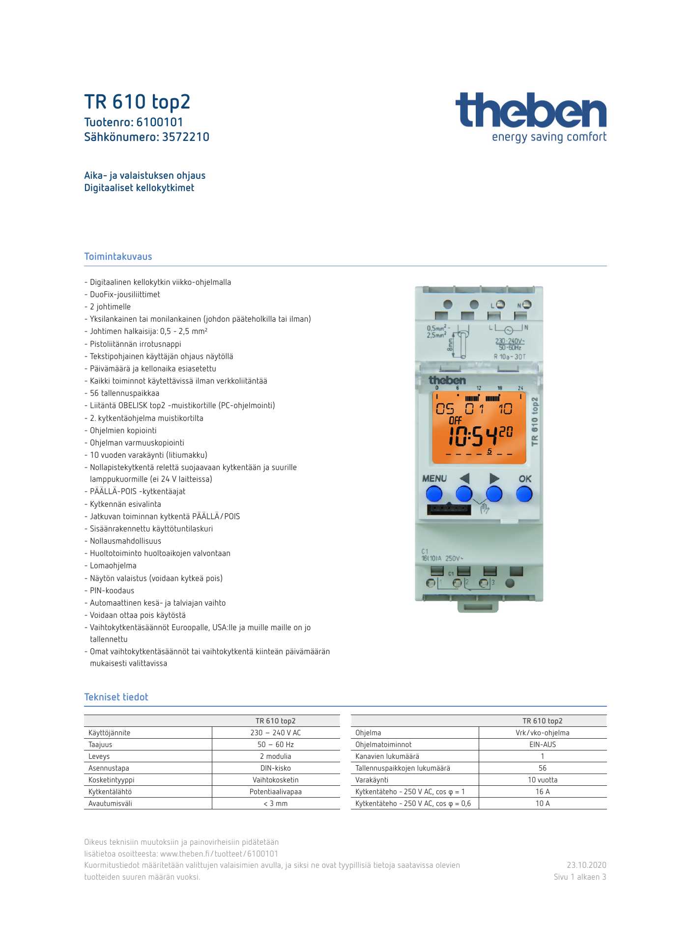 theben kellokytkin tr 610 k&auml;ytt&ouml;ohje