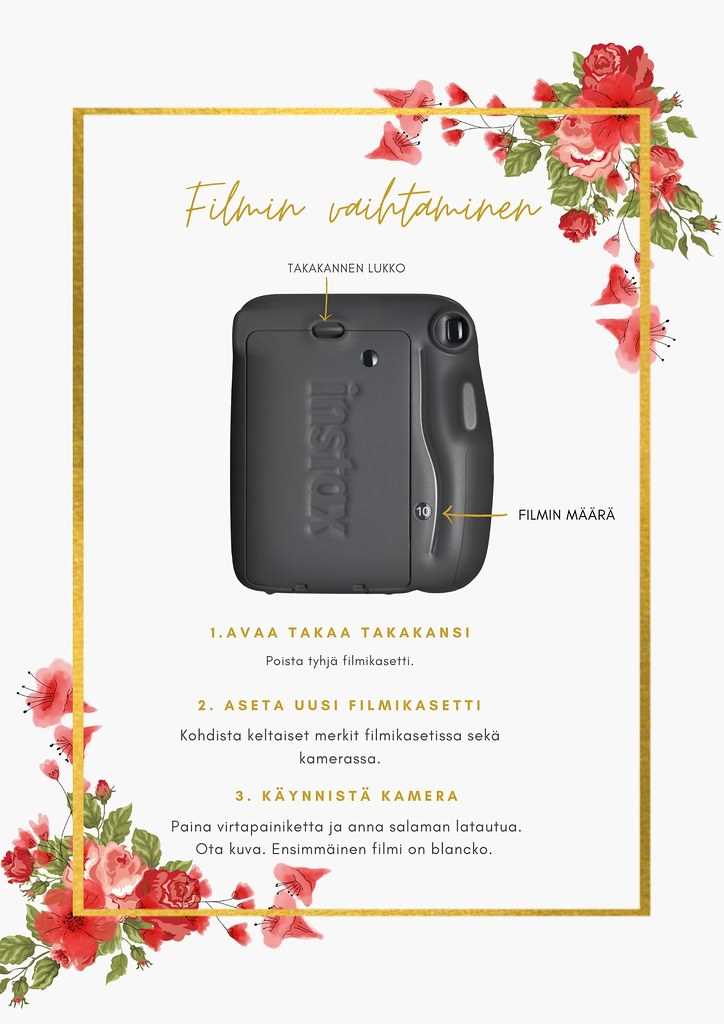 polaroid kameran k&auml;ytt&ouml;ohje juhliin