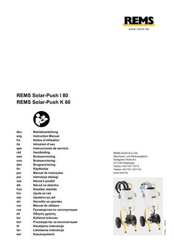 rems solar push k&auml;ytt&ouml;ohje