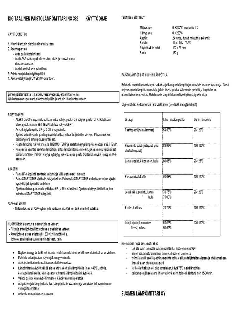 paistol&auml;mp&ouml;mittari coline 2.1 k&auml;ytt&ouml;ohje