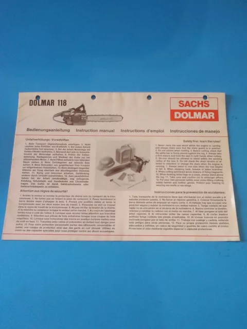sachs dolmar 100 k&auml;ytt&ouml;ohje