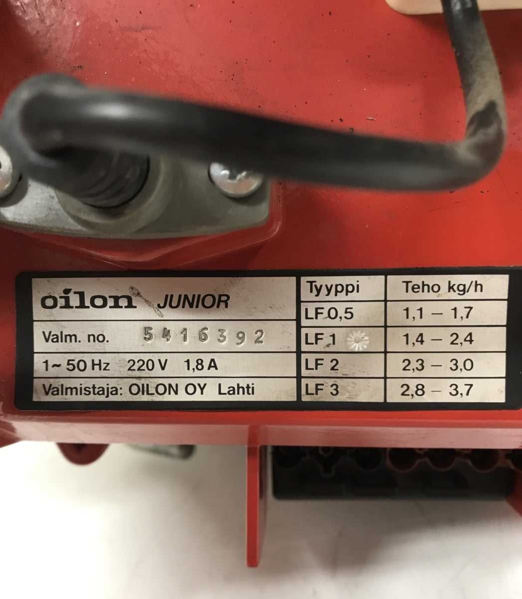 oilon junior f1 käyttöohje oilon junior f1 käyttöohje