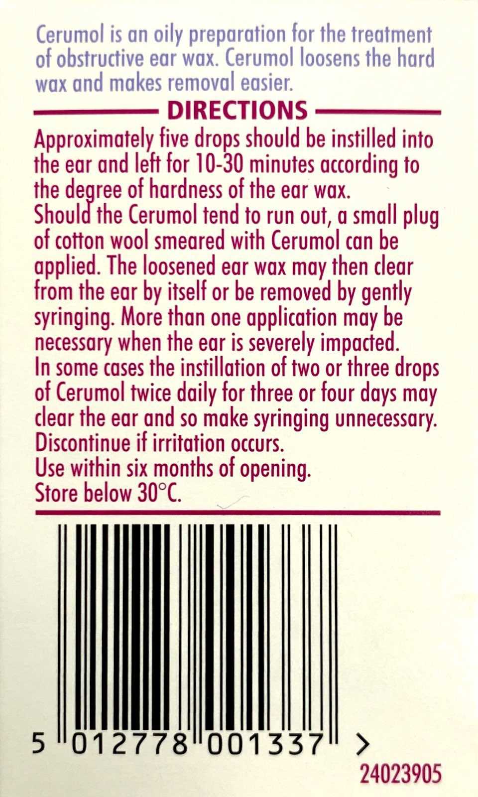 cerumol 1 ml k&auml;ytt&ouml;ohje