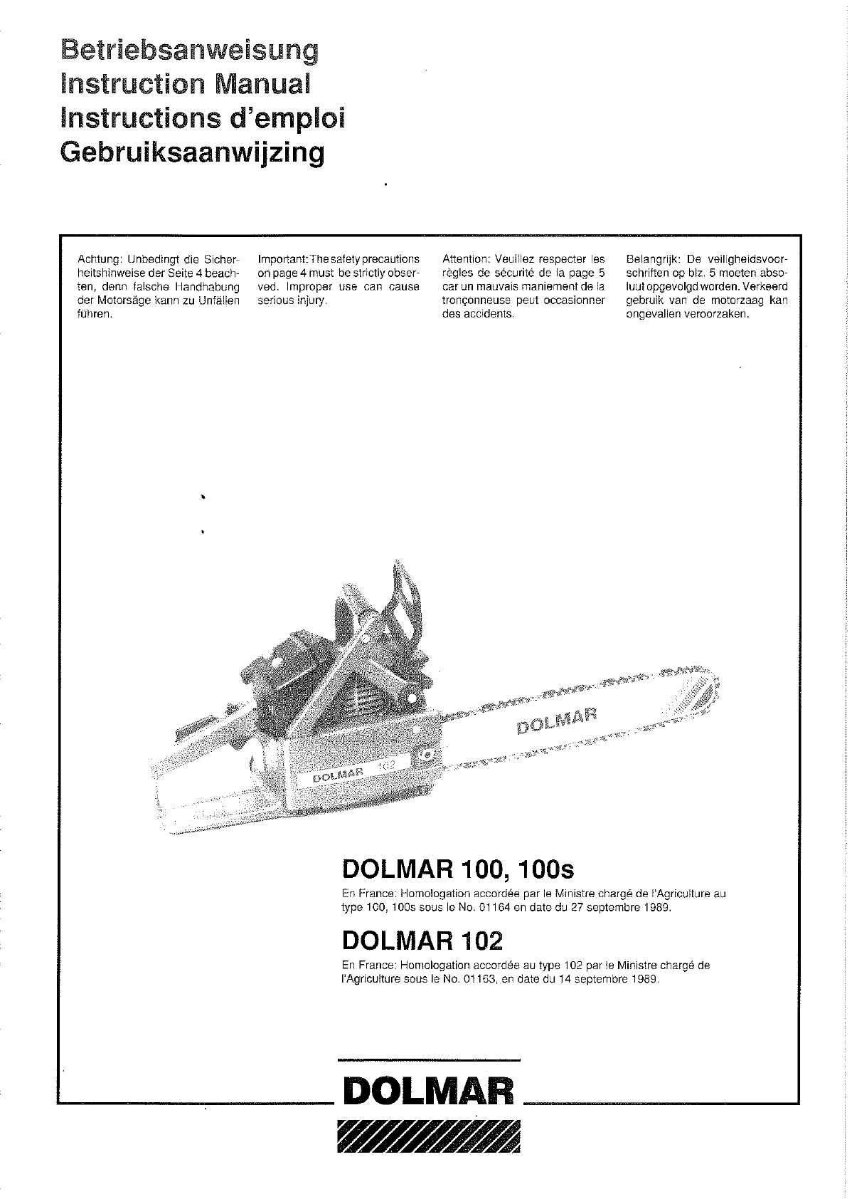 sachs dolmar 100 k&auml;ytt&ouml;ohje