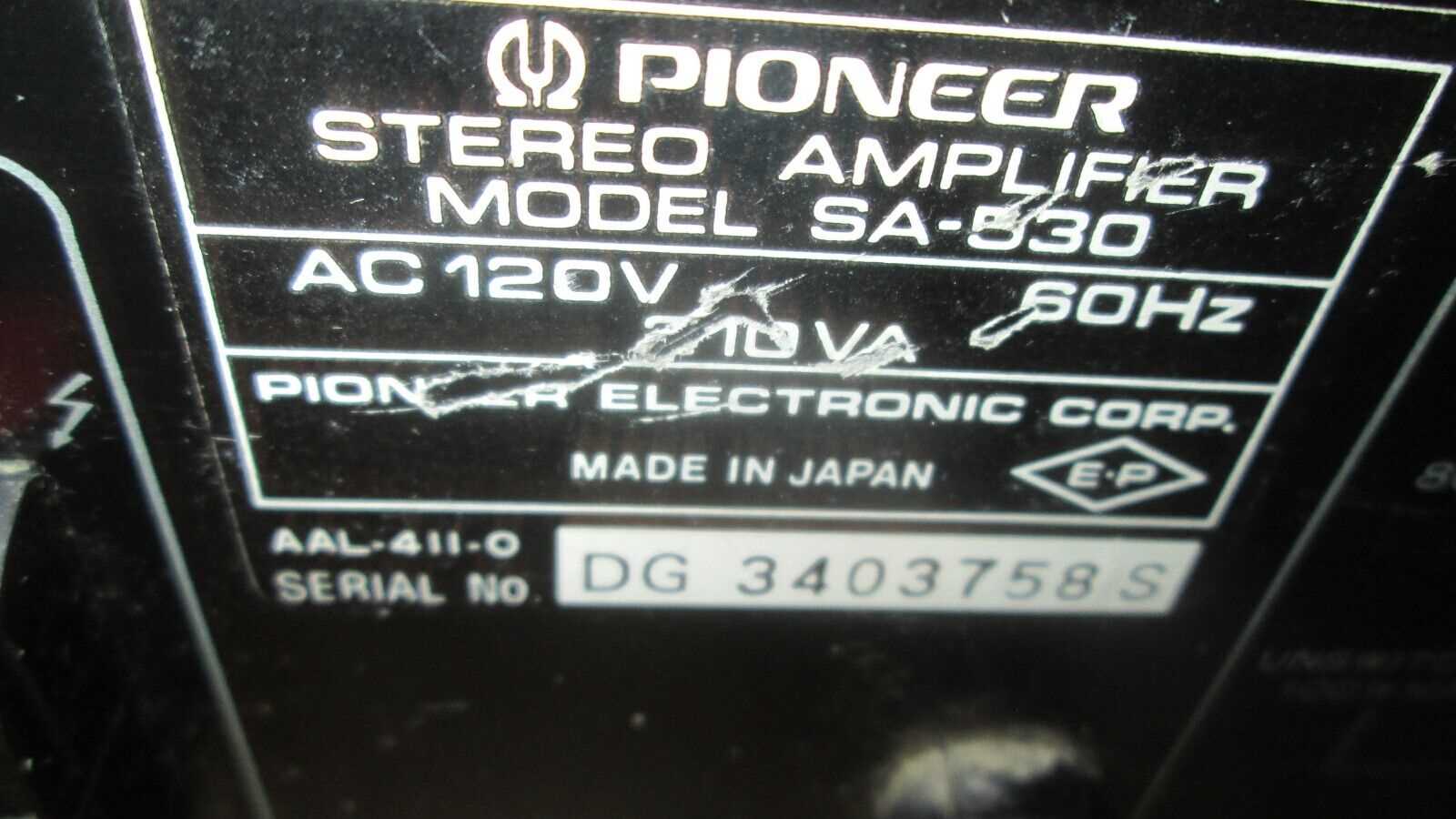 pioneer sa 530 stereo amplifier k&auml;ytt&ouml;ohje